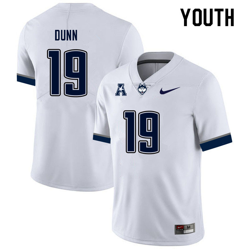 Youth #19 Kevin Dunn Uconn Huskies College Football Jerseys Sale-White